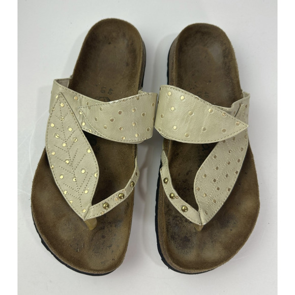 Betula Birkenstock Bombay Leaf Studded Sandals Womens 9 EU 40 Beige Cream Slides - Picture 16 of 16